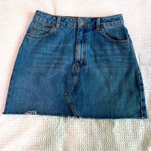 Topshop Cutoff Denim Mini Skirt, Size 6